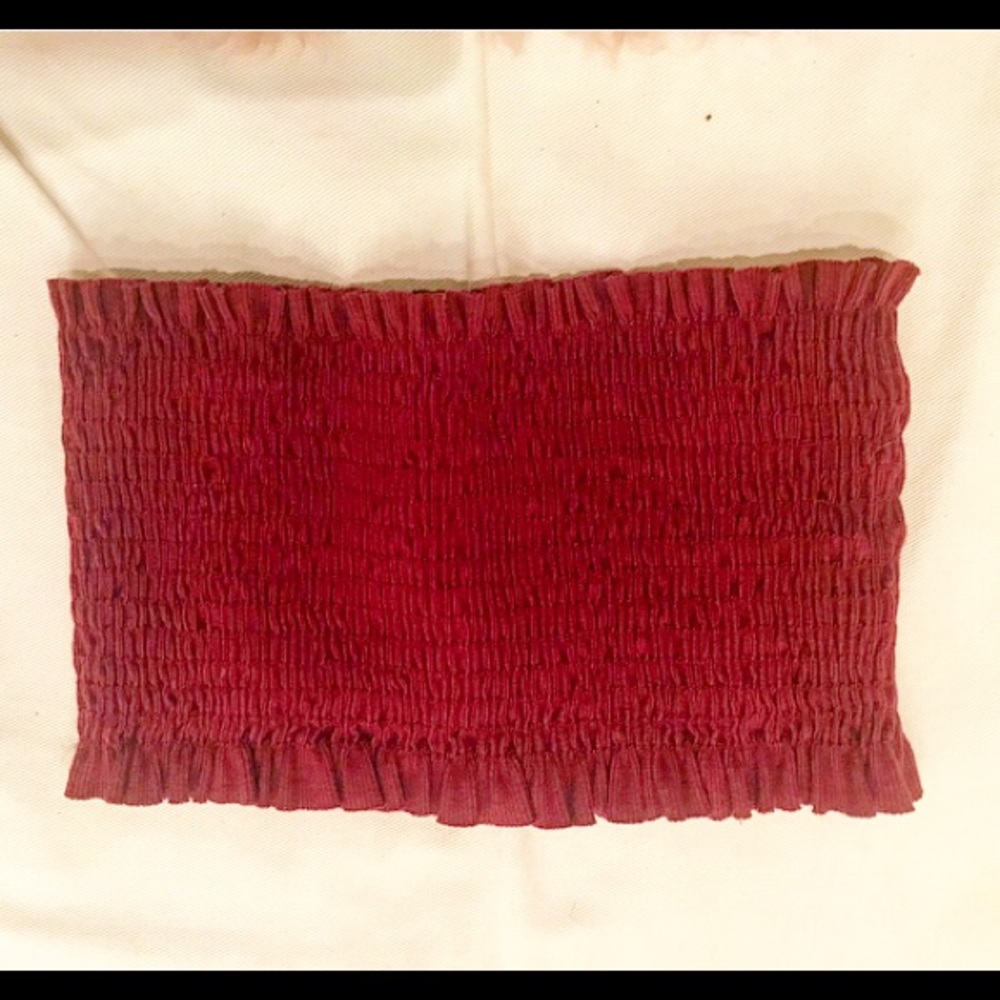 BURGUNDY BANDEAU SCRUNCHY TUBE TOP